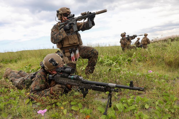 U.S. Marines establish fighting positions during the Kamandag 6 joint drills with the Philippines, in Zambales province, Oct. 7, 2022. Credit: BenarNews