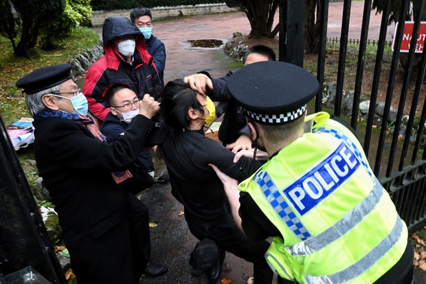Manchester police probe assault of peaceful protester inside Chinese consulate