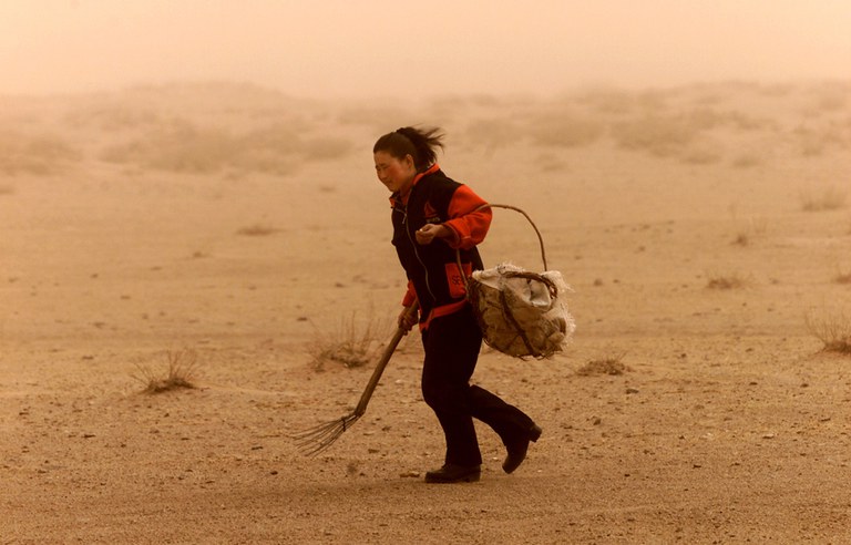 Sandstorms regularly turn the sky orange in Mongolia. Credit: Reuters