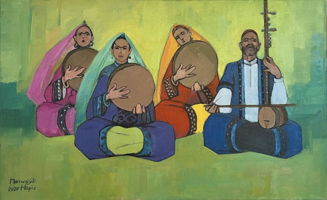 'Musicians' by Marwayit Hapiz, oil on canvas. Credit: Marwayit Hapiz