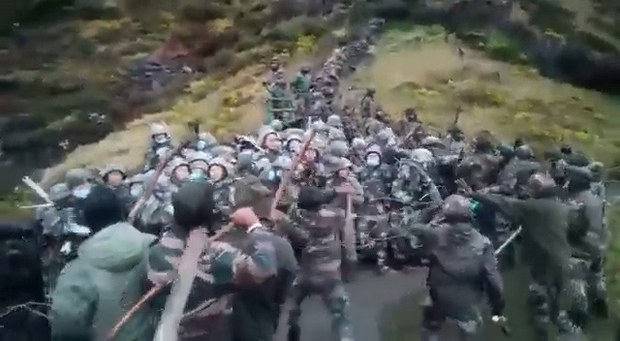 Stick-wielding Chinese and Indian soldiers beat each other in minor border skirmish