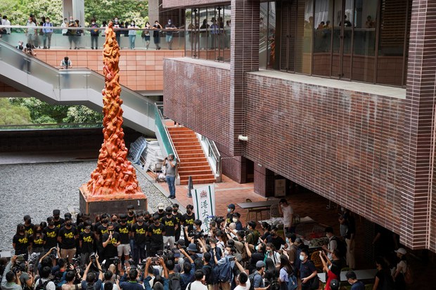 Hong Kong police seize Tiananmen massacre sculpture as evidence in 'subversion' case