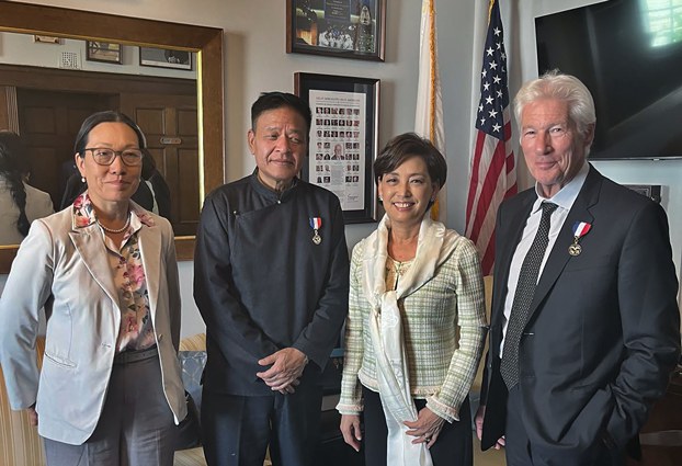Sikyong Penpa Tsering (2nd from L), Richard Gere (R), chairman of the International Campaign for Tibet, and Tenchoe Gyatso (R), the organization's president, meet with Rep. Young Kim (2nd from R), a Republican from California, in Washington, DC, April 16, 2024. (Office of Tibet, Washington, DC)