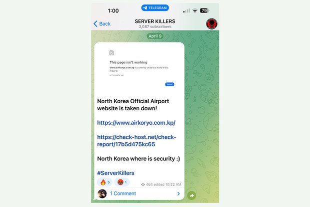 Pro-Russian hacking group paralyzes website of North Korea’s airline